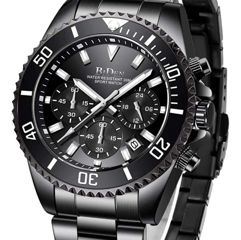 Mens Watches Chronograph Stainless Steel Waterproo